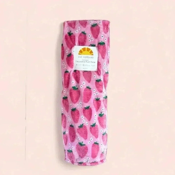 C&C California Other - C&C California Pink Strawberry Blanket Plush Throw Blanket 60x70 Inches